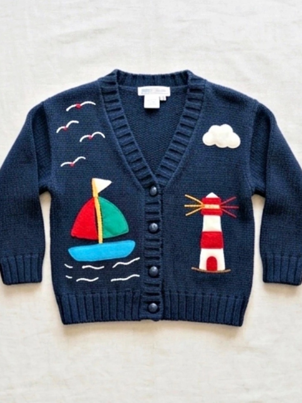Boys Vintage Nautical Cotton Cardigan in Blue